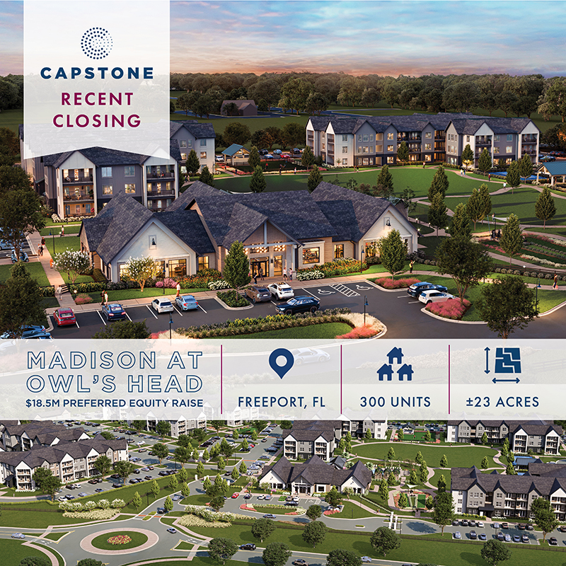 Capstone Announces $18.5 Million Preferred Equity Raise for Class A Apartment Development in the Florida Panhandle